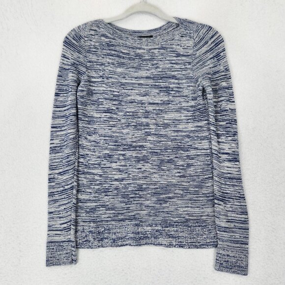 Ann Taylor Sweater Womens Small Blue White Space Dye Knit Crew Neck Pullover - Picture 1 of 9